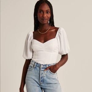 COPY - Abercrombie White or Black Puff Sleeve Corset Top